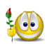 Emoticone et smiley offre une fleur rose rouge